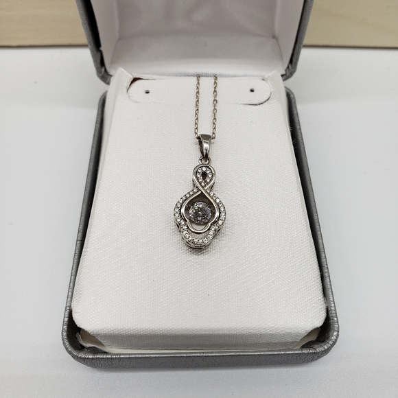 Sterling Silver Dancing Diamond Necklace - Picture 1 of 2